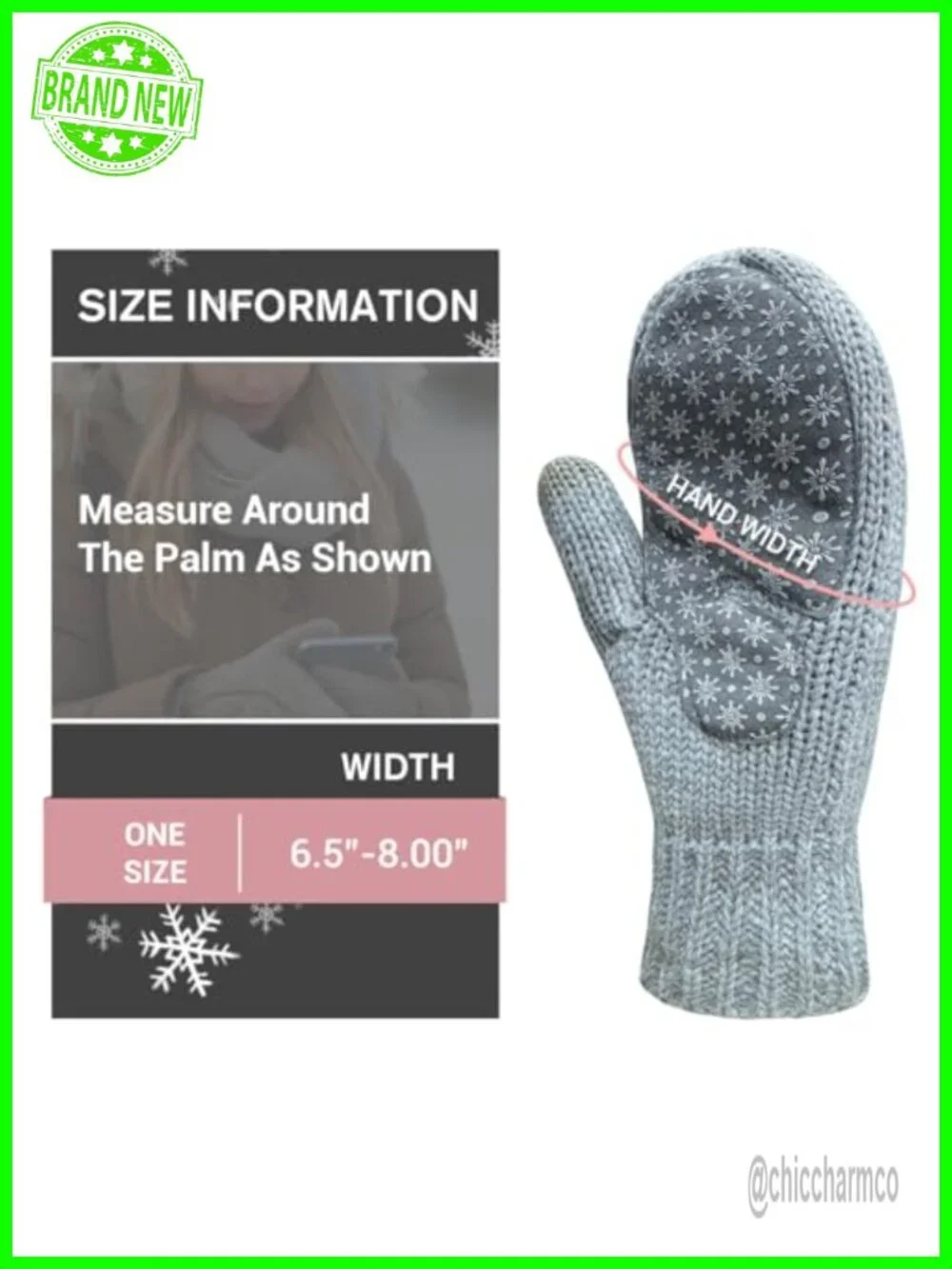 Touchscreen Mittens | Sherpa Lined Cable Knit | Snowflake Grip | Winter Gloves